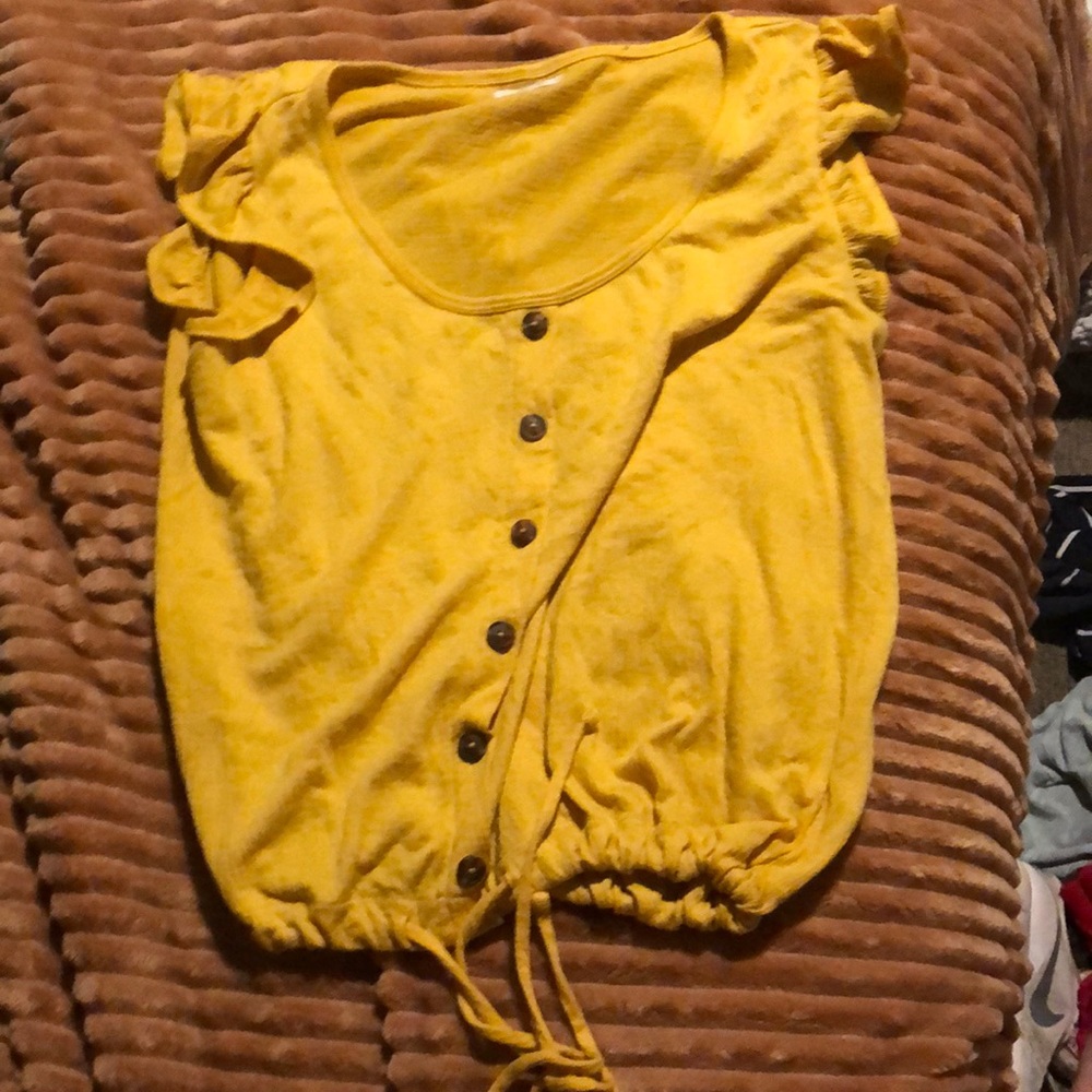 Yellow button up tank top